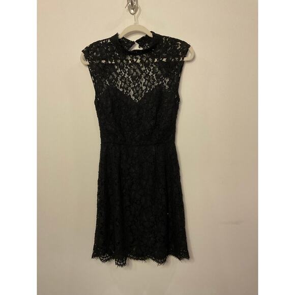 Sandro Paris Romie Dress Black Lace open Back High Neck - Picture 3 of 10